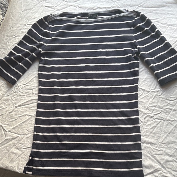 Ralph Lauren Navy and White Striped Blouse - Picture 1 of 5